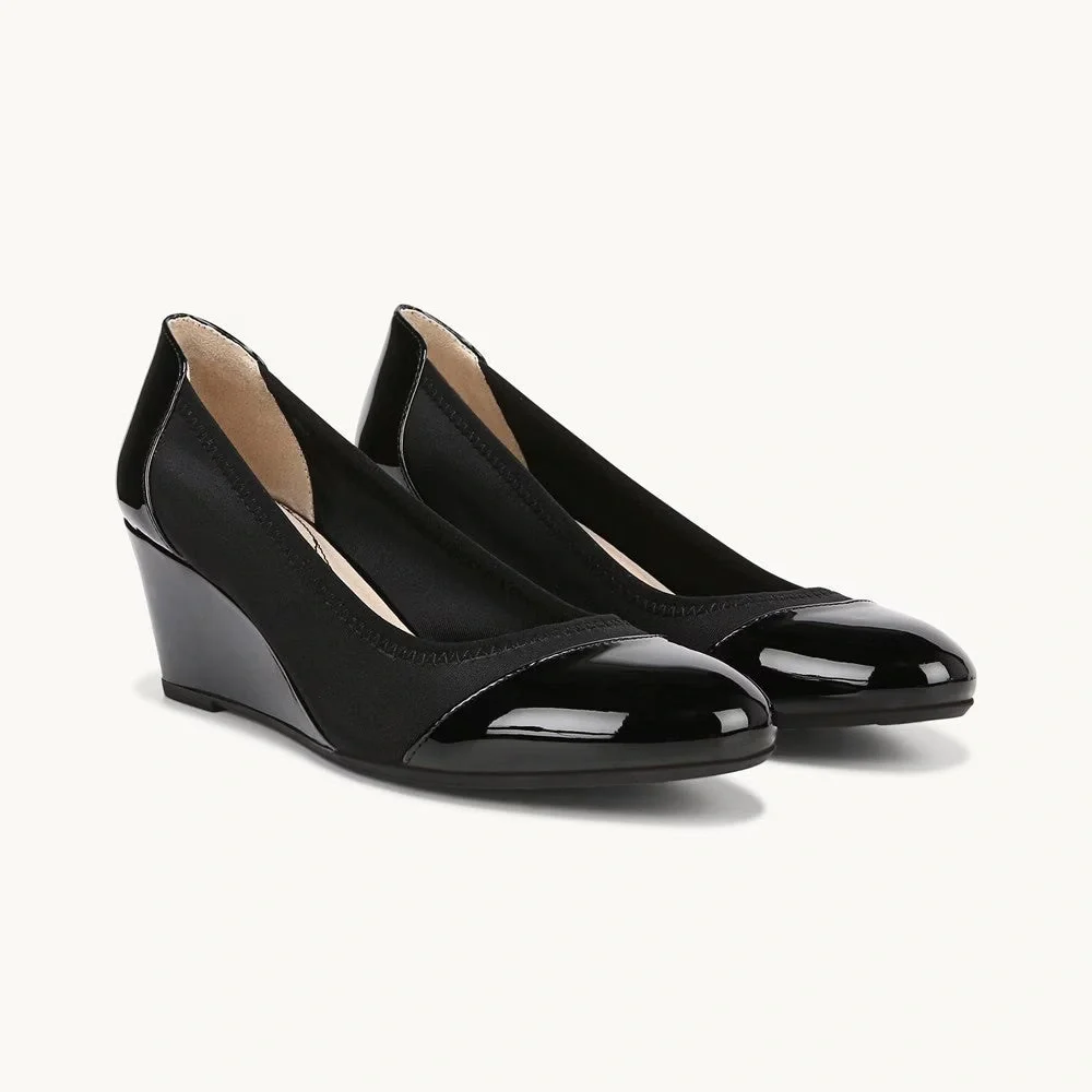 NWT CLASSIC LIFE STRIDE Black Patent Wedges Womens Shoes 8.5 M NIB Make Fair off - Picture 1 of 13